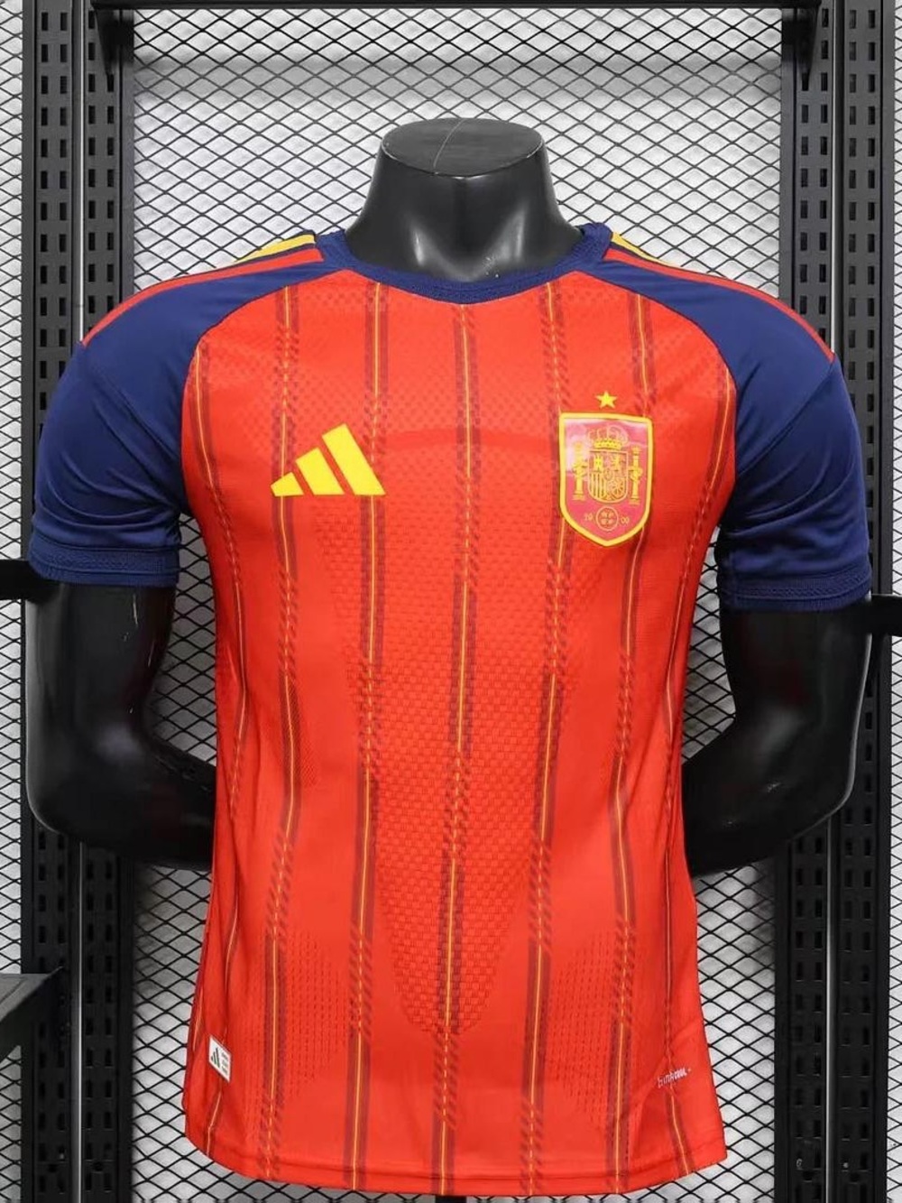 adidas Red and Navy Spain Men's Soccer Jersey
